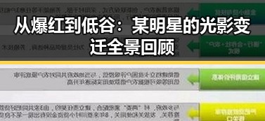 从爆红到低谷：某明星的光影变迁全景回顾